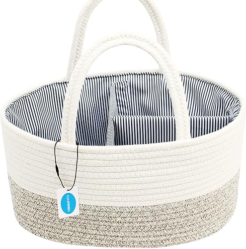 Miniatura 3 de Casaphoria Caddy Organizer - Cesta tejida de cuerda de algodón para almacenamiento, cesta de toalla 100% algodón con asa, bolsa portátil, color