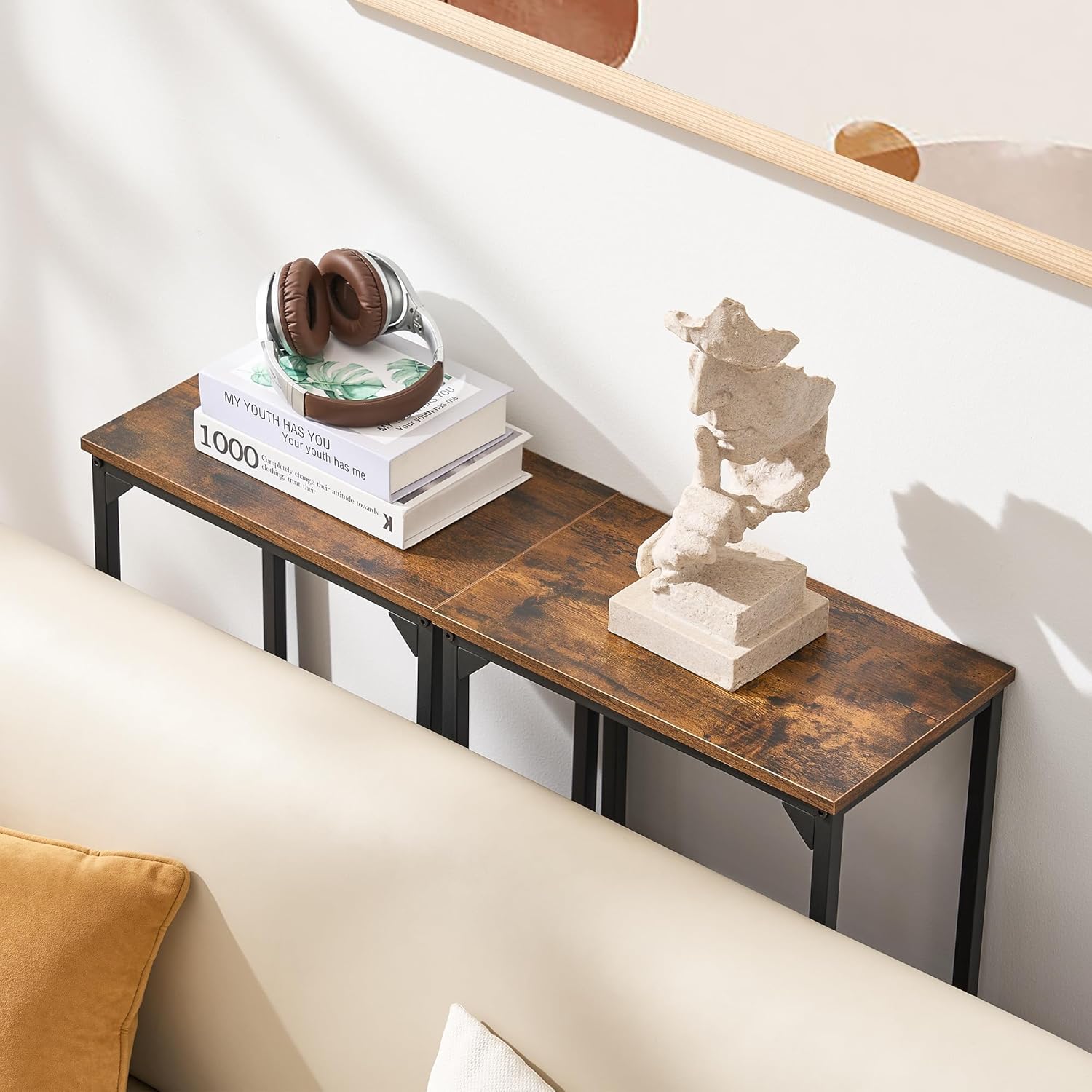 DALEMHOME Console Table, Narrow Entryway Table, Thin Sofa Table, Behind Couch Table,for Hallway, Bedroom, Living Room, Foyer, 9.4 x 15.7 x 31.5 Inches, Rustic Brown