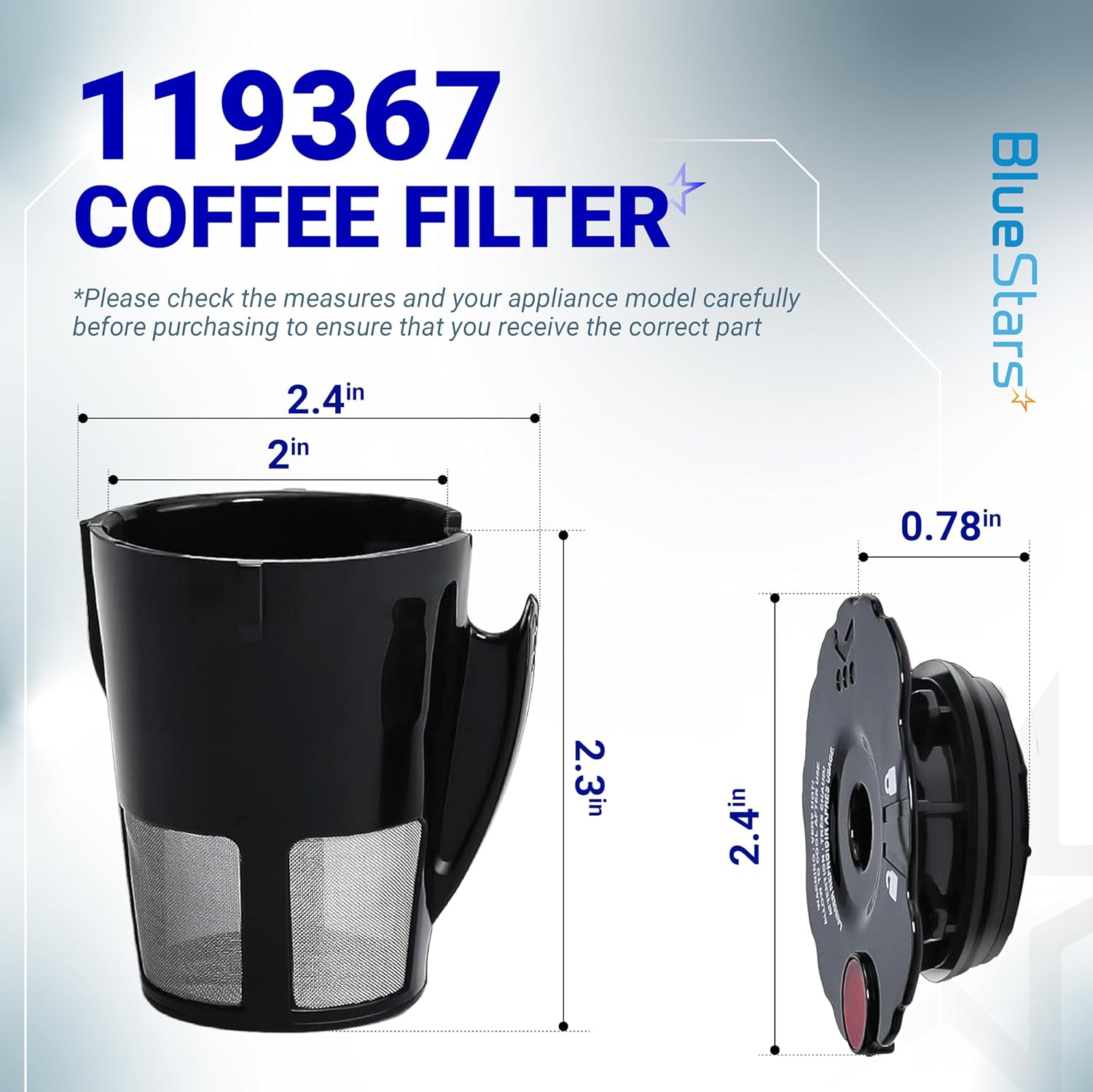 BlueStars Upgraded 2 Pack 119367 Reusable Coffee Keurig Filter Replacement Part for Keurig K Cups 2.0 Series - Image 2