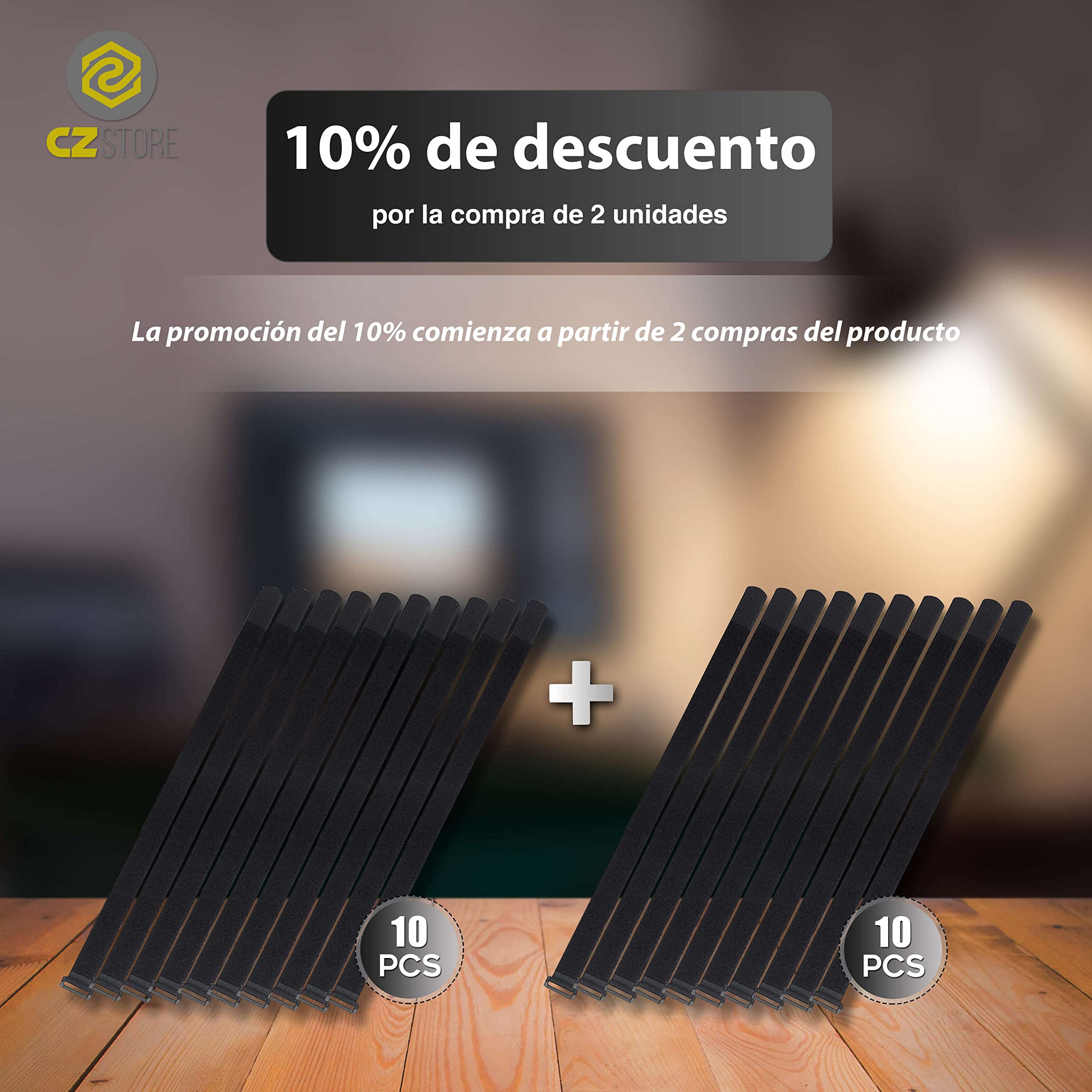 Bridas Ajustables para Cables - ✮GARANTÍA DE POR VIDA✮ - Paquete de 10 Correas de Nylon Resistentes con Hebilla de Plástico - Organizadores para Sujetar Cables de Ordenador, Herramientas