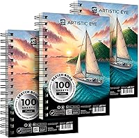 ARTISTICEYE Premium Sketchbook Set of 3 - 5.5x8.5" 300 Sheets 100gsm Acid-Free Paper, Spiral Bound for Pencil Charcoal Pastels