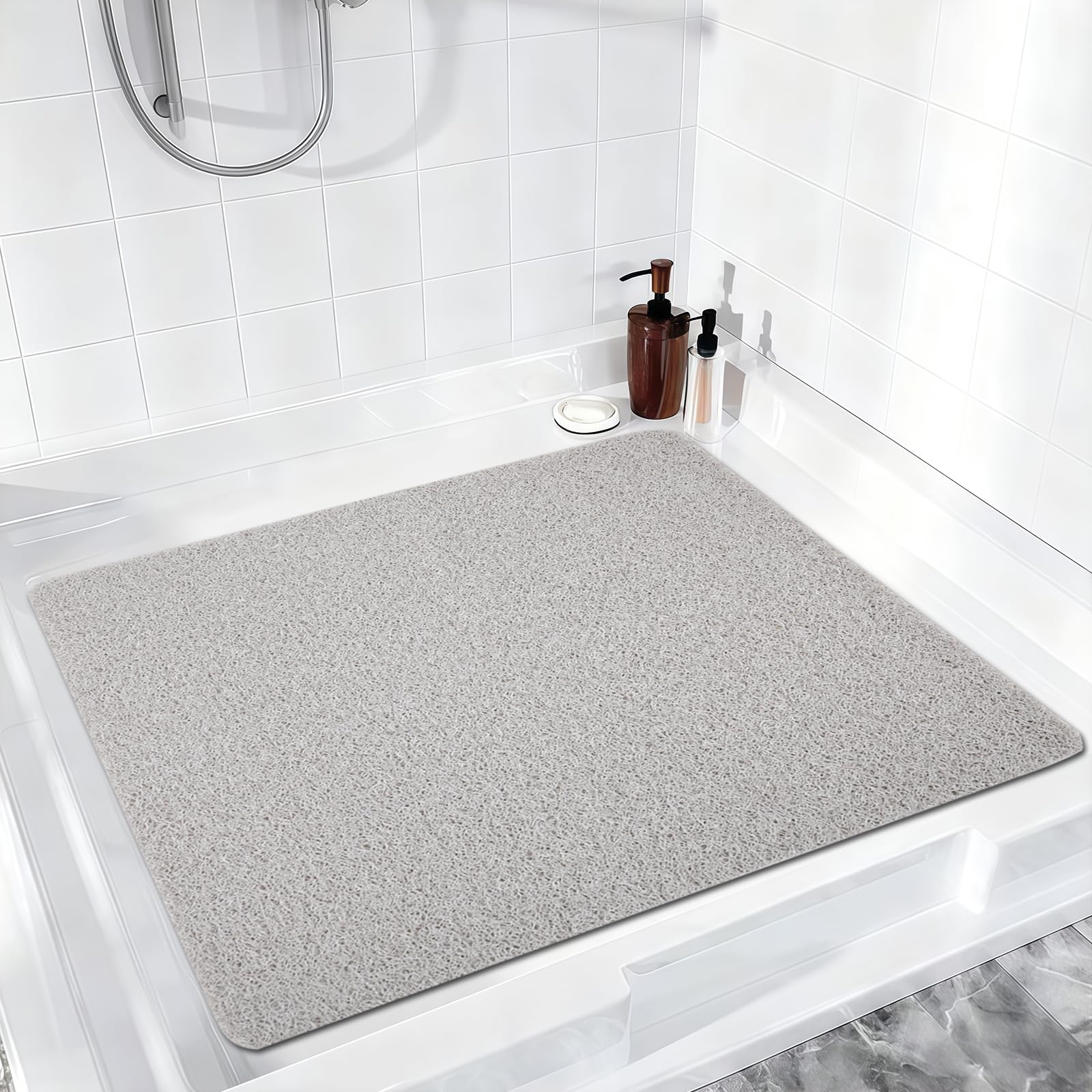 Duschmatte rutschfest 80x80 cm, Weich Komfort Sicherheits rutschfeste duschmatte, Antibakterielle Badematte mit Ablauflöchern, Antirutschmatte Dusche für Badewanne und Nassbereiche