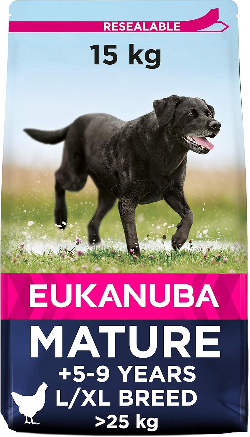 Eukanuba Dry Dog Food Mature and Senior Large Breed Chicken, 15 kg