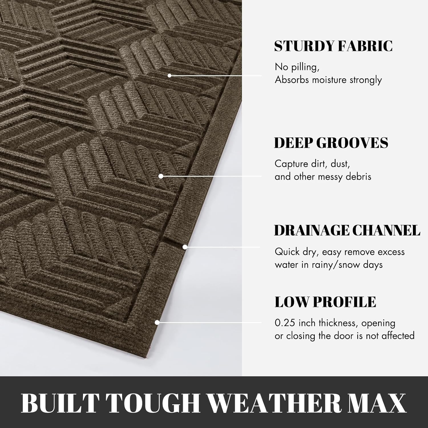 Yimobra Outdoor Indoor Runner Mat 72x24, All-Season Waterproof Entrance Mat for Front Door with Drainage Holes, Heavy Duty Non-Slip Doormat for Garage Patio Entryway, Brown
