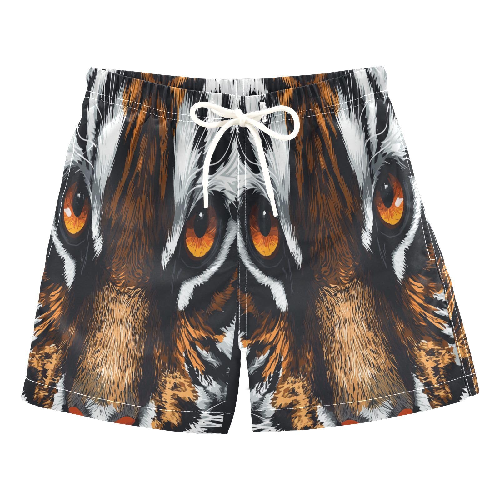 Jucciaco Boys Swim Trunk Tiger Animal Real Beach Board Shorts Teen Swimwear Multicolor