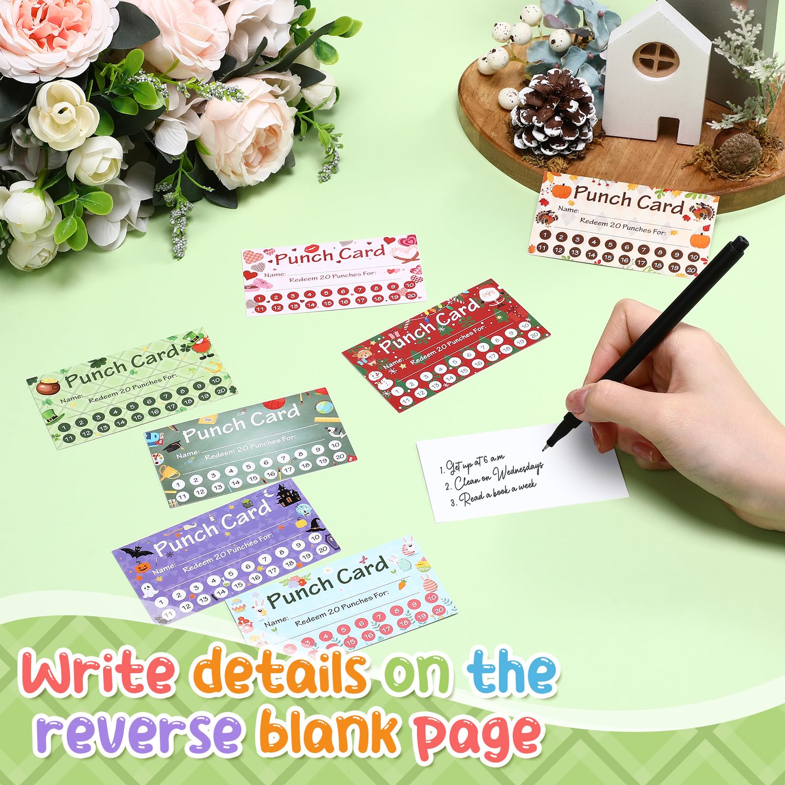 Snapklik.com : Fumete 400 Pcs Punch Cards For Classroom Reward Cards ...