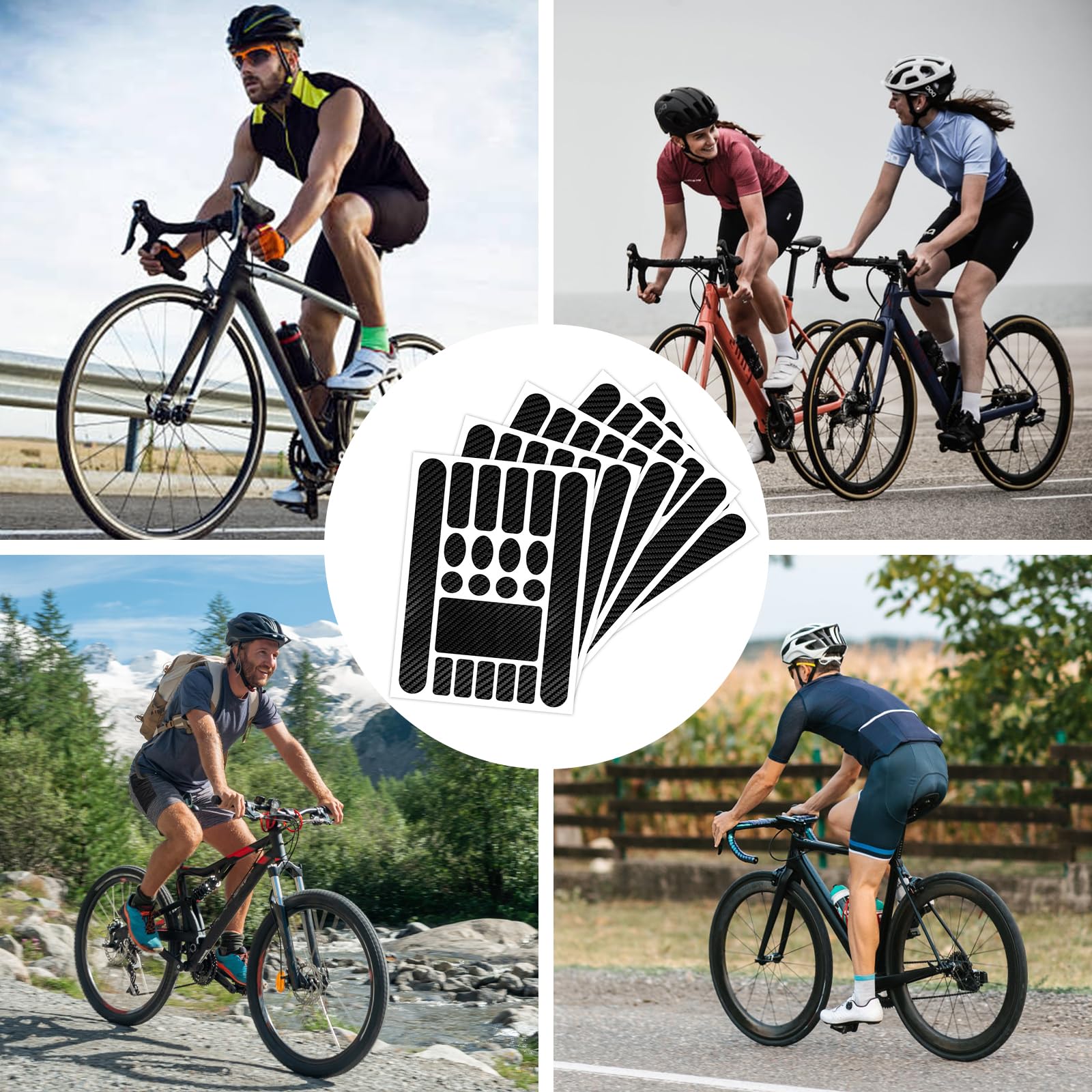 5 sztuk folii ochronnej na ramę roweru, naklejka na ramę roweru, folia ochronna na ramę roweru, naklejka karbonowa, naklejka na rower MTB, BMX, rower górski (tekstura włókna węglowego)