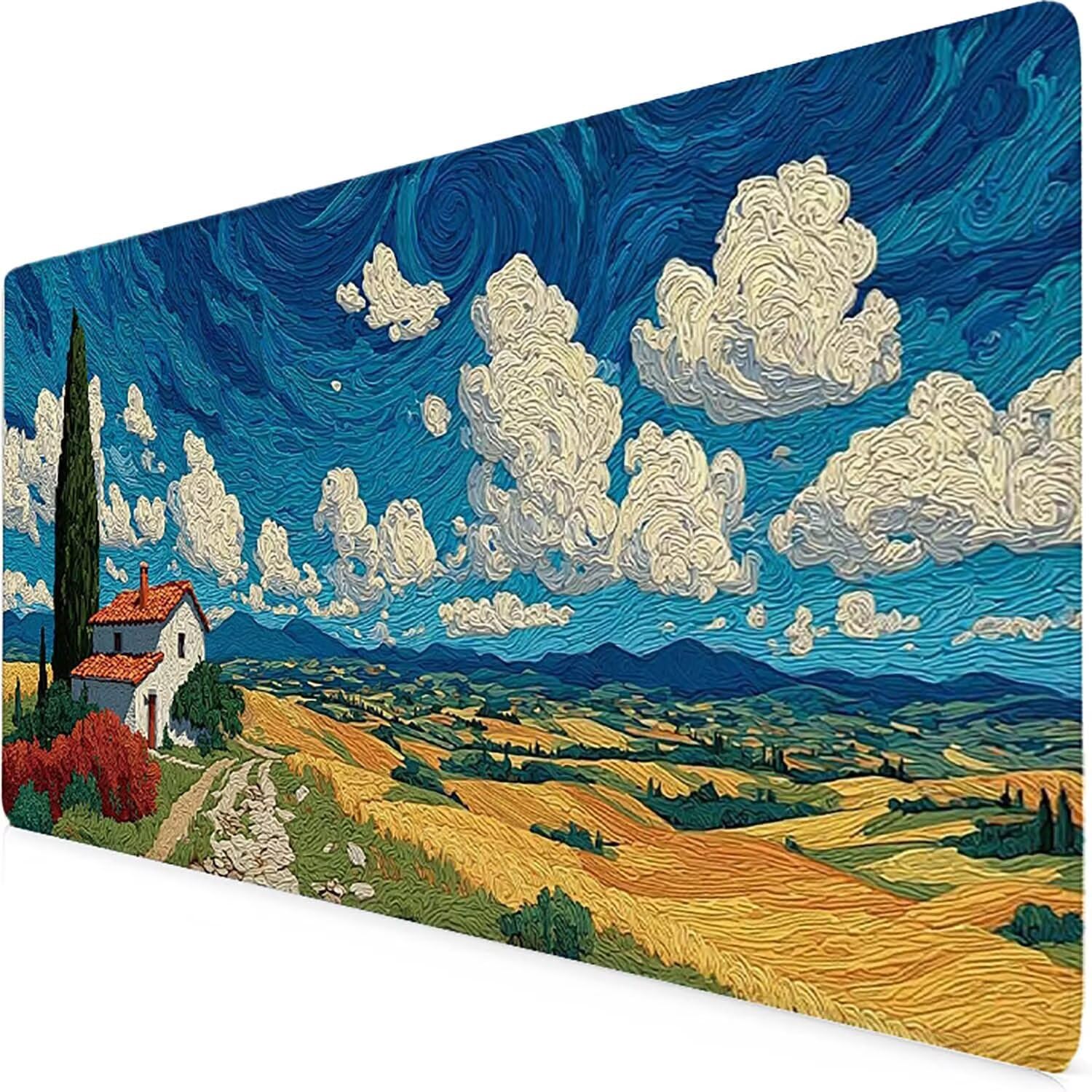 Tappetino Mouse XXL 1000x500mm Blu Mousepad Paesaggio Tappetino Scrivania Grande, con base in Gomma Antiscivolo, Impermeabile Sottomano Scrivania per Computer, Accessori Gaming Mouse Pad 5-1198j