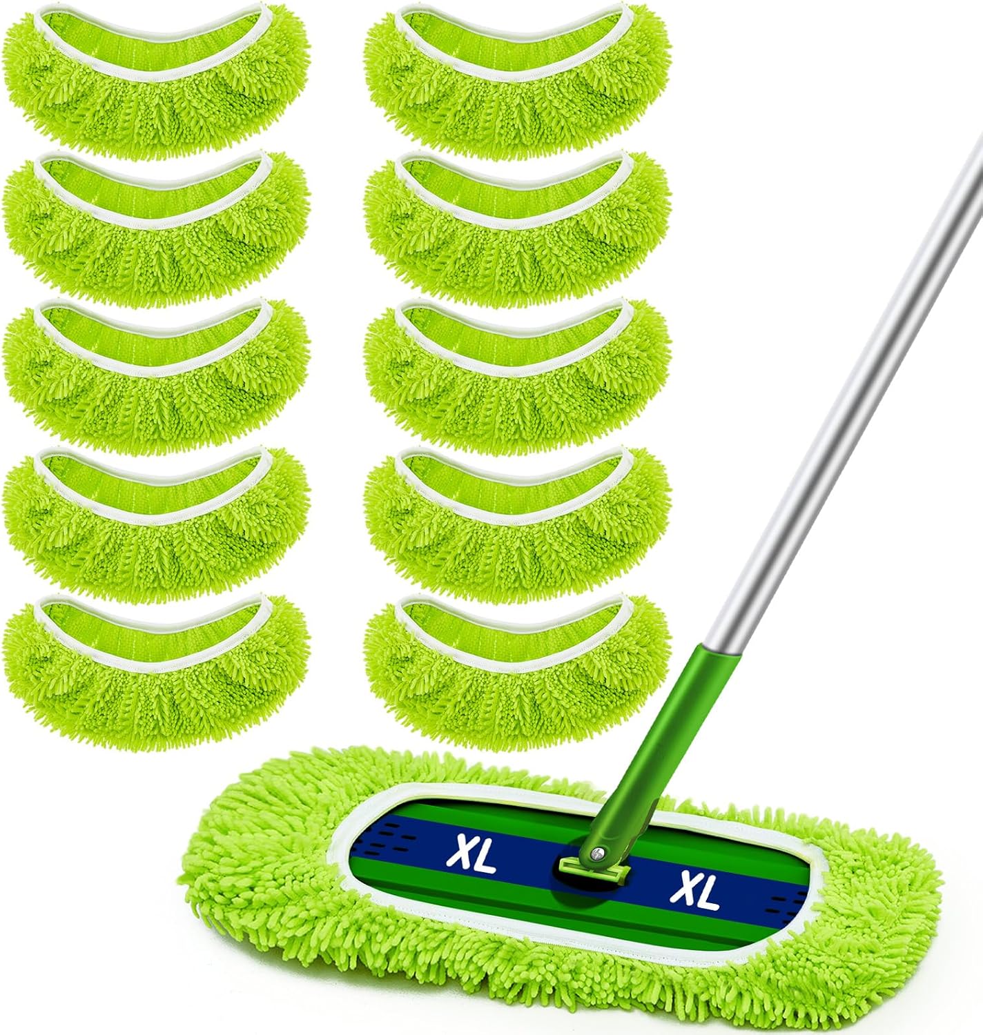 Toulite 10 Pcs XL Microfiber Mop Head Replacement Refill 17" x 5" XLarge Mop Pads