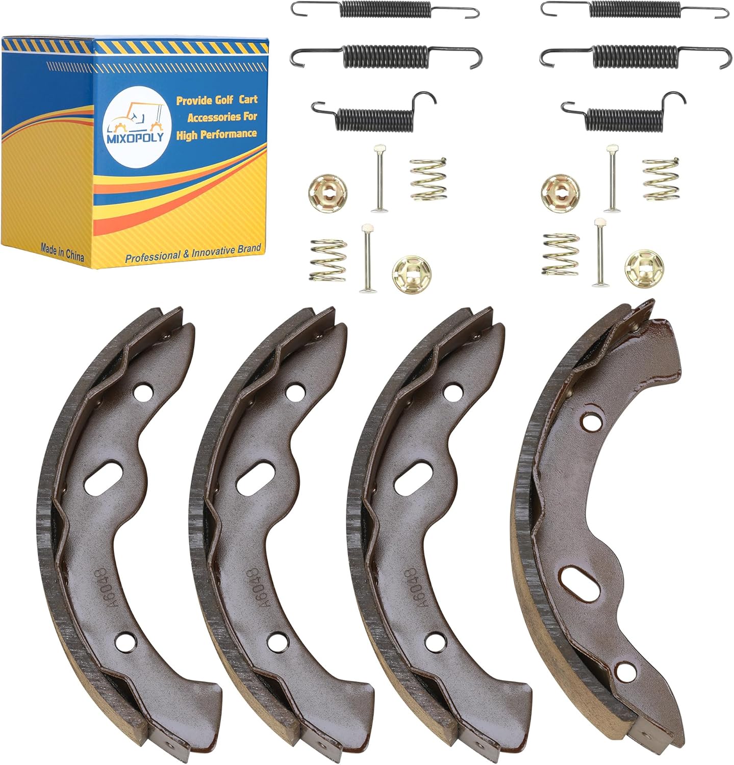Kit Brake Shoes Pads & Brake Spring Replacement for EZGO TXT Medalist 1997-Up, Workhorse & ST350 1996-Up, Yamaha G9-G22 Replace OEM 27943G01 27944G01 70795G01 JN6-F5331-01-00