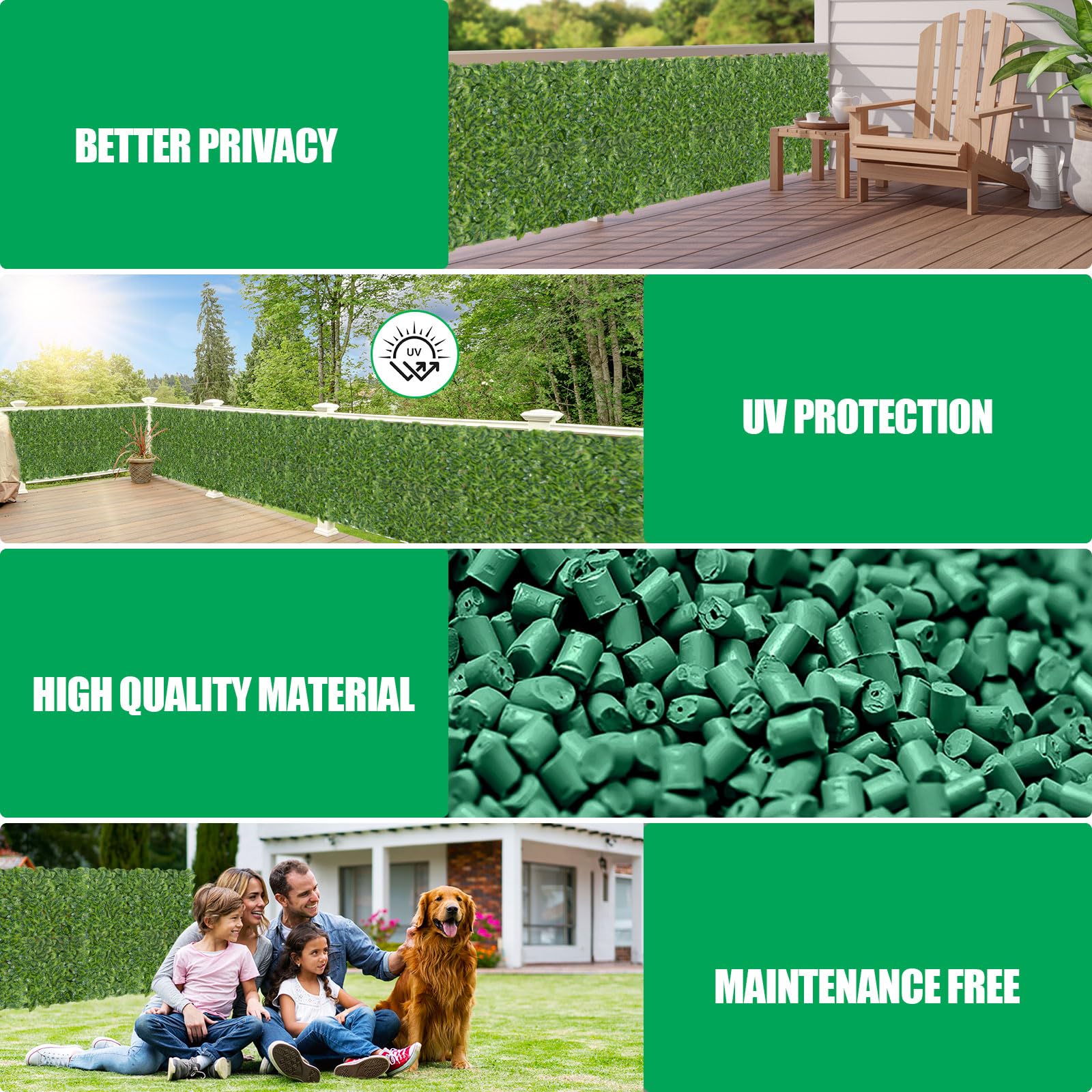 Artificial Ivy Fence Screening, 3m x 1m Artificial Hedge Roll, Privacy Fence Screen Artificial Hedge Screening for Garden, Balcony, Outdoor, 100PCS Zip Ties - 5