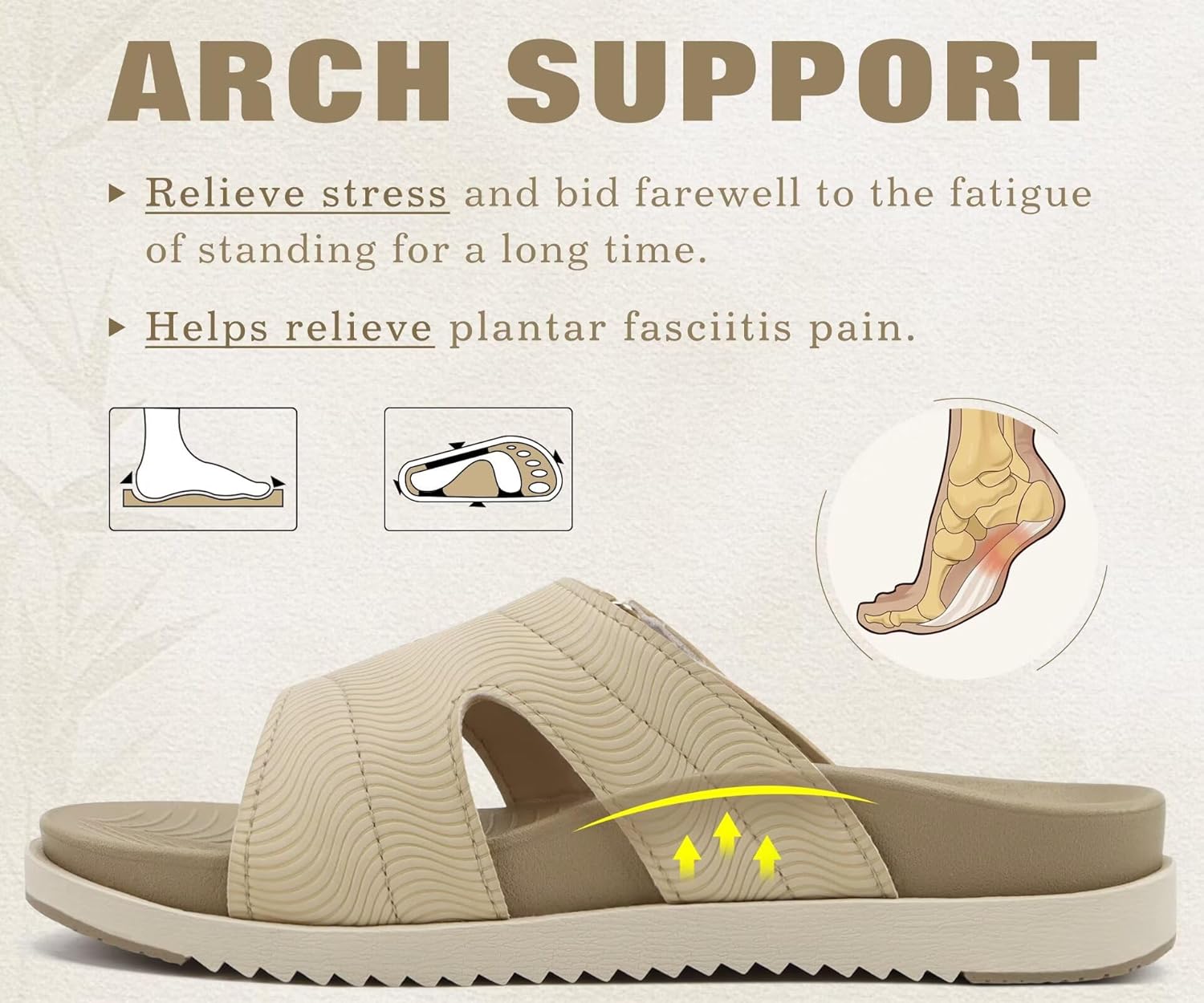 KuaiLu Womens Dressy Orthopedic Sandals Lightweight Cushion Foam Slides Sport Recovery Walking Slippers with Plantar Fasciitis Arch Support - Image 3