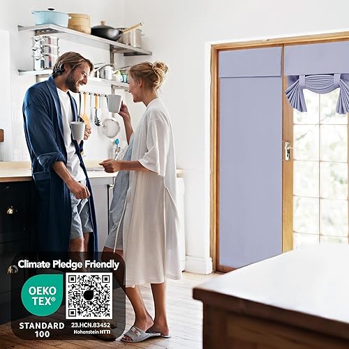 Miniatura 94 de Deconovo Cortina opaca de Navidad para puertas de vidrio y luces laterales, panel de privacidad con aislamiento térmico con doble bolsillo para