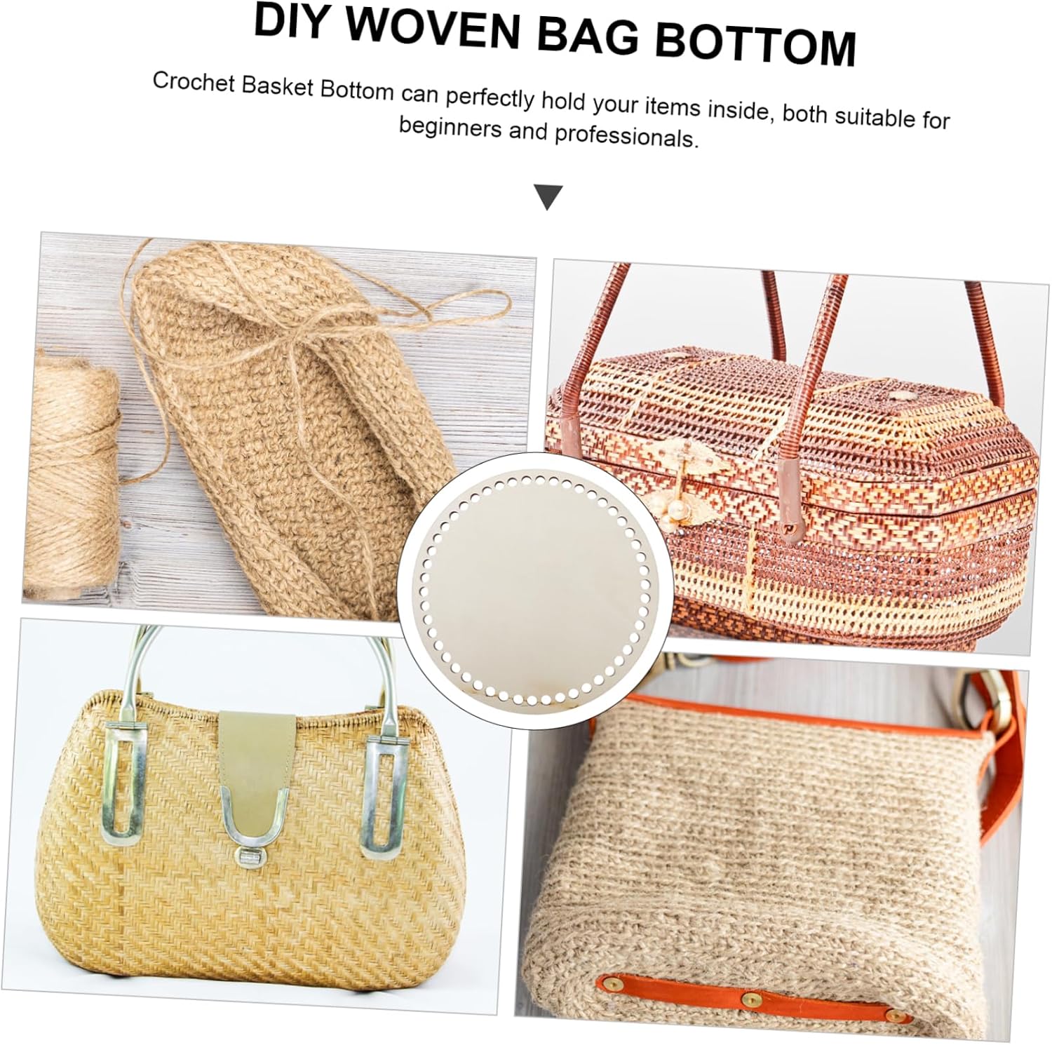 jojofuny 2pcs Wooden Crochet Basket Bottoms Natural Bases for Craft Baskets for Yarn Storage and Organizing Projects