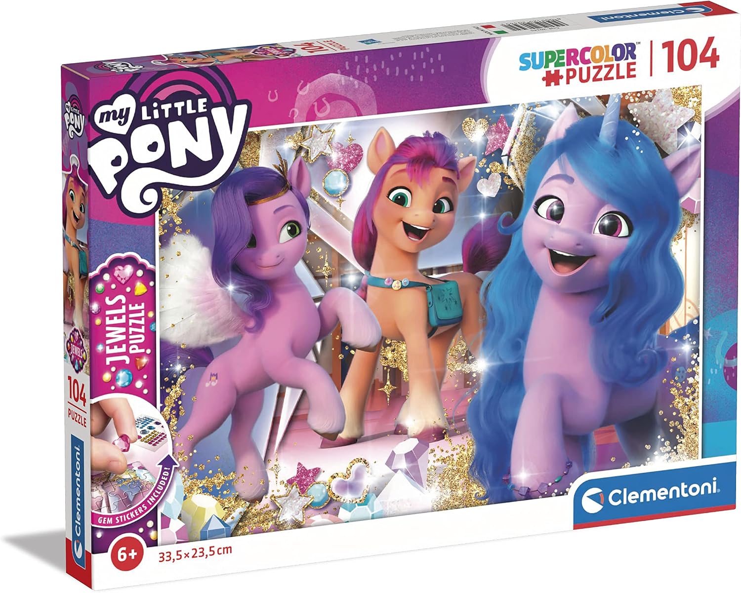 Clementoni 20345 Jewels My Little Pony 104pzs Puzzle Supercolor Pony-104 Pieces-Jigsaw Kids Age 6, Multicolored, M