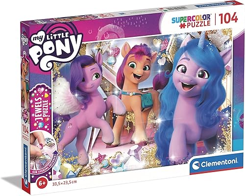Clementoni 20345 Jewels My Little Pony - Rompecabezas de 104 piezas con diseño de poni supercolor, 104 piezas, para niños de 6 años, multicolor, M disponible en Yaxa Costa Rica