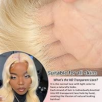 Vista 4 de Peluca de encaje frontal 613 de cabello humano ondulado rubio con encaje frontal, pelucas de cabello humano prearrancado 613 HD, peluca frontal