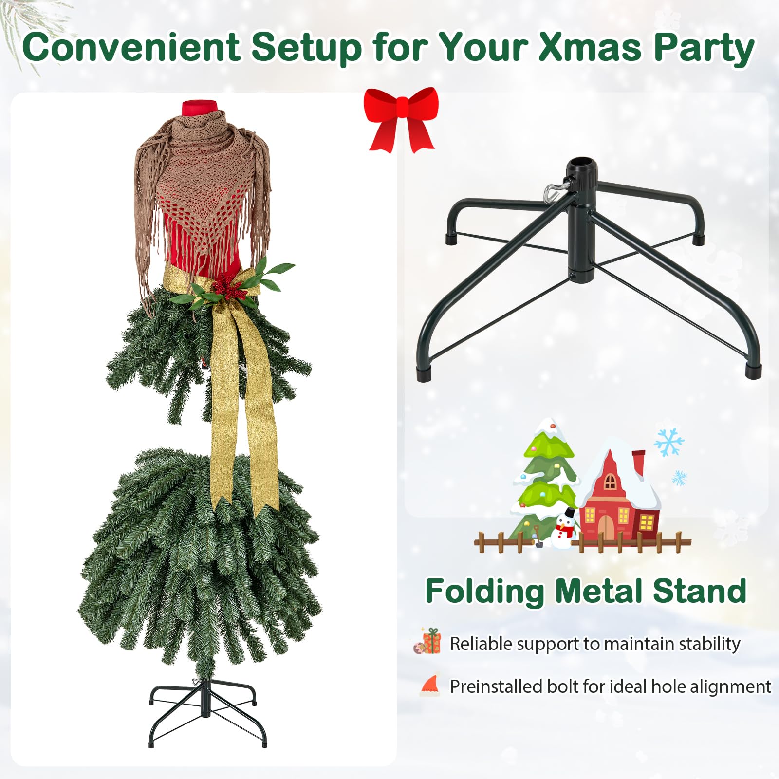 dress form christmas tree amazon Amazon.com: GOFLAME 5FT Pre-Lit Dress Form Christmas Tree, Mannequin Artificial Xmas Tree with 465 Branch Tips, 50 LED Light Balls, 36 Natural Pine Cones, Shawl, Necklace, Holiday Decoration Tree for Home Party :
