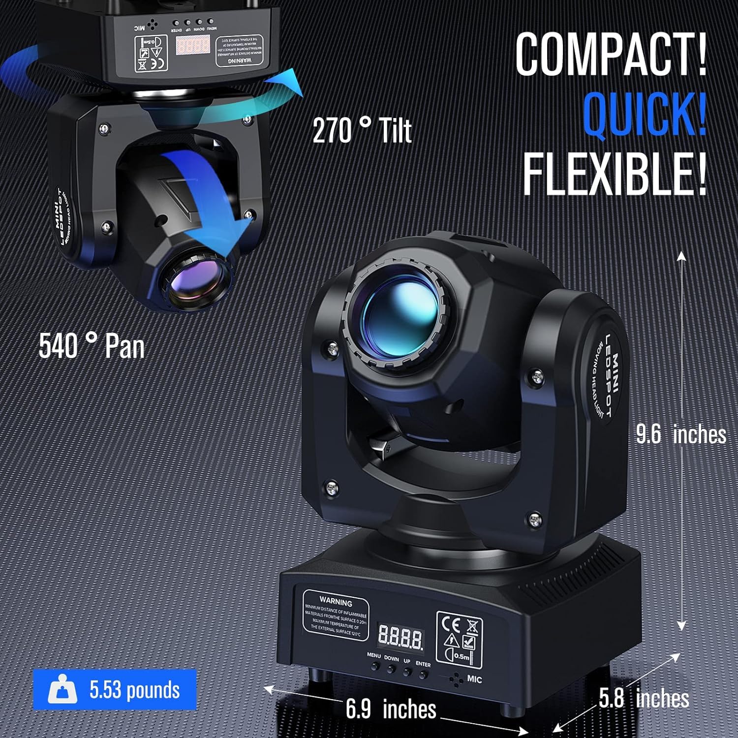 U`King 2pcs Moving Head LED Discolicht Partylicht DMX 512 RGBW Lichteffekte 8 Gobo 8 Farben 9/11 Kanäle für DJ Partybeleuchtung Licht