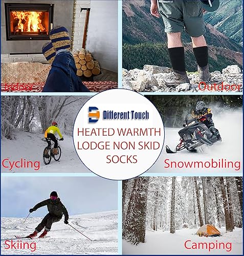 Miniatura 4 de Different Touch Paquete de 6 pares de calcetines térmicos para hombres y mujeres calcetines antideslizantes de invierno con calefacción aislados
