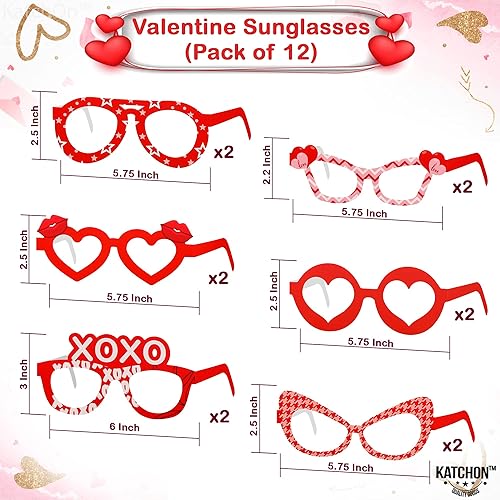 Miniatura 5 de KatchOn, Cartel de amor para el día de San Valentín, extragrande, 84 x 60 pulgadas, bonitos lentes de San Valentín, 6 diseños, paquete de 12, fondos