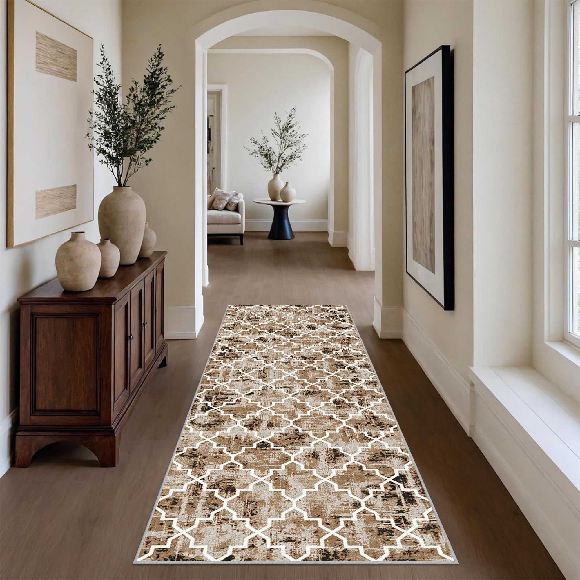 Alfombra pasillo larga 90 x 240 cm lavable para comedor y dormitorio