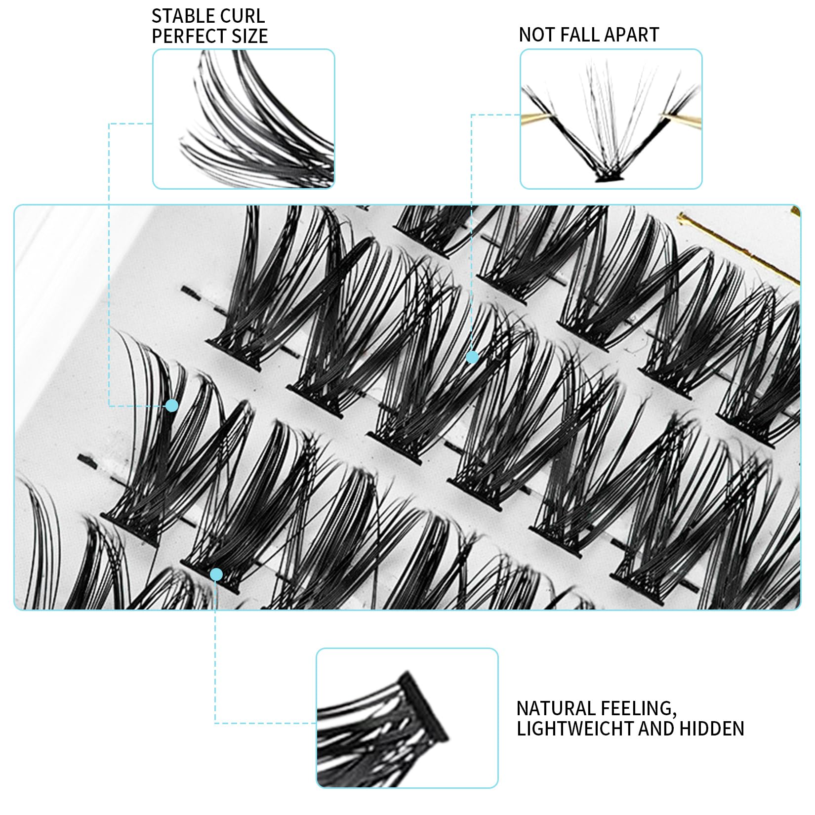NPFVKSA Lash Clusters 30D+40D Wispy Lashes(9-16mm) DIY Natural Lashes 280pcs D Curl Lash Extension For Use At Homecluster Eyelash Extensions - Image 4