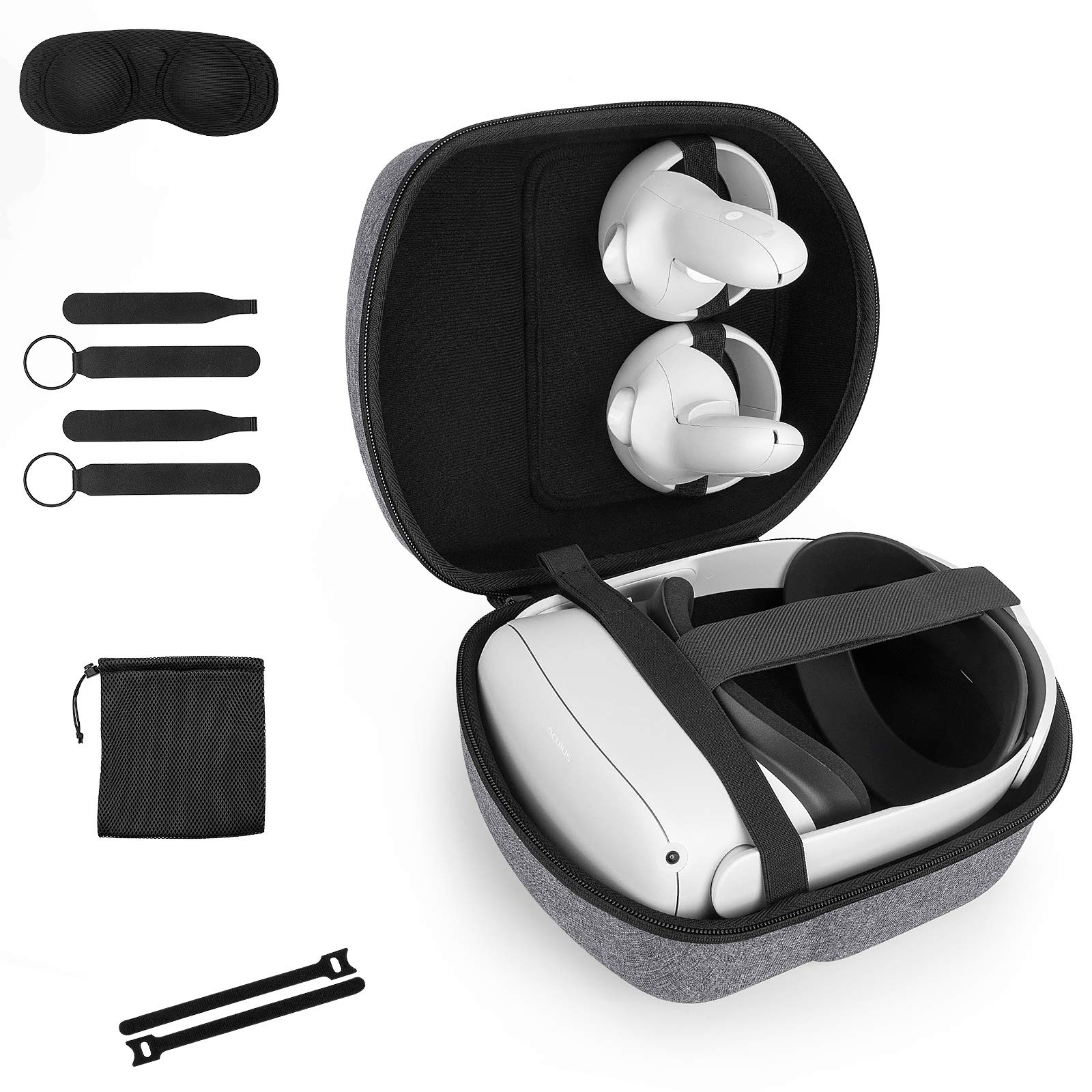 YinkeTravel Case for Oculus Quest, Hard EVA Carrying Case Storage Box for Oculus Quest Headset and Controllers (Gray)