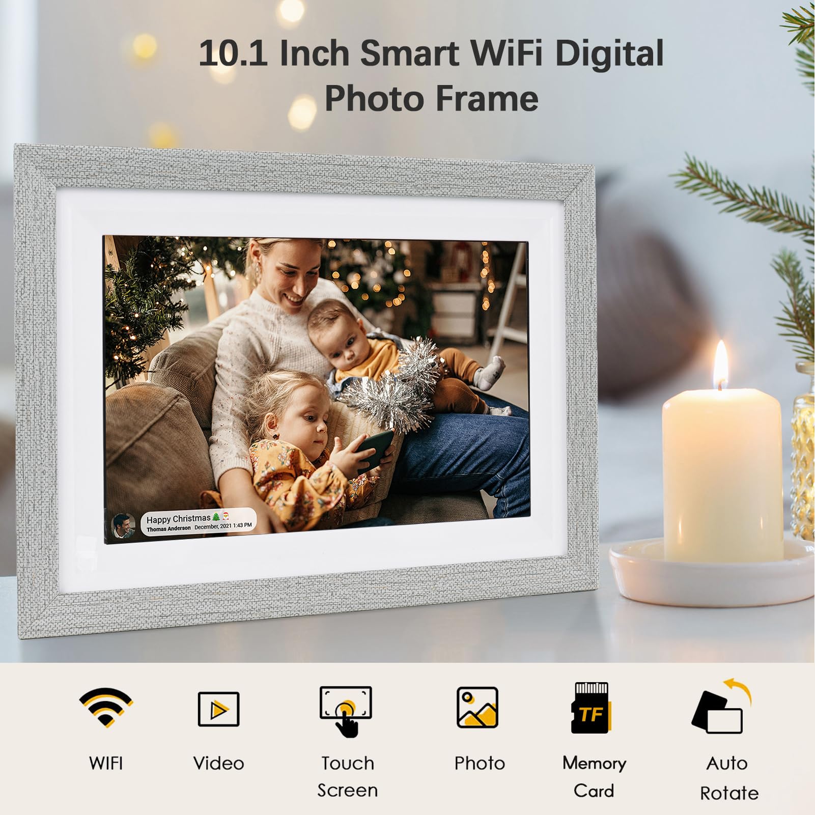 Cornice Digitale WiFi 10.1 Pollici Lourcel - 16GB, Touch Screen, Condivisione Foto Remota, Design Elegante - Foto 3