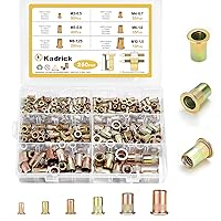 Vista 11 de 1/4''-20 Tuercas de remache 115Pcs, tuercas de remache 1/4-20 galvanizadas en acero al carbono, inserto roscado 1/4 20 RIV, tuerca de remache