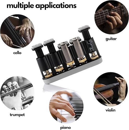 Django Hand Exerciser Strengthener | 5 Finger Grip Adjustable | for Guitar, Musicians, Athletes, Rock Climbers, and Physical Therapy | Includes 3 Resistance Training Workout Cards | Fully Guaranteed - 3