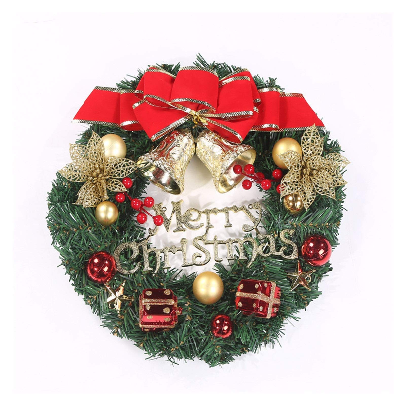 Ornement de Noël guirlande 30cm aspect naturel pour porte et mur