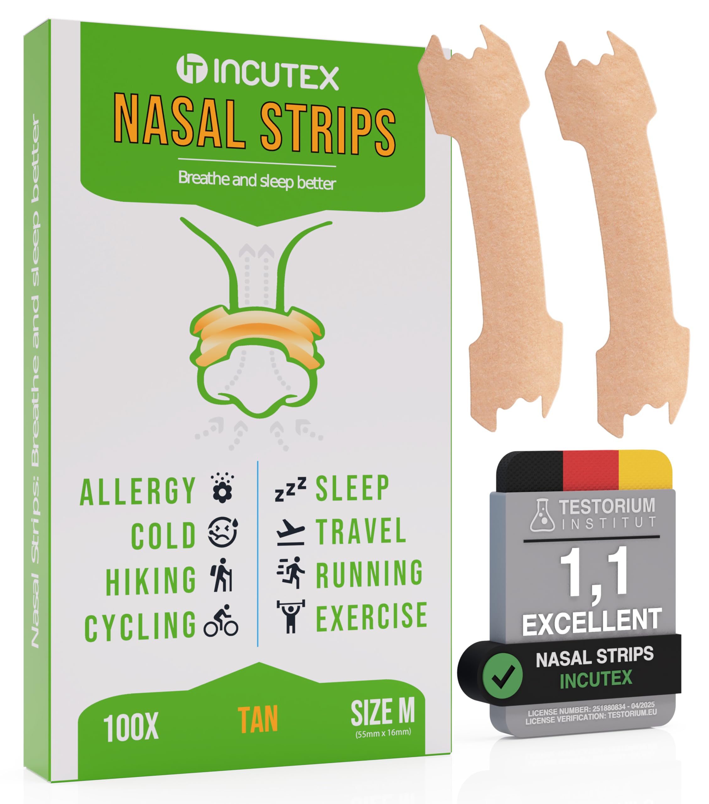 Incutex 100X Snore Stopper Anti Snoring Nasal Strips Stop Snoring Nose Strips, Medium