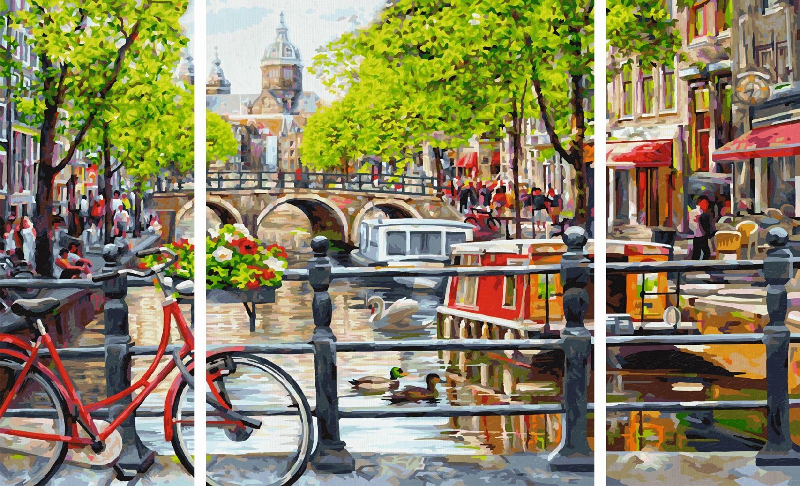 Schipper 609260812 Malowanie według liczb - Amsterdam - obrazy do malowania dla dorosłych, w zestawie pędzel i farby akrylowe, tryptyk, 50 x 80 cm