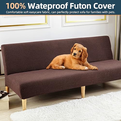Miniatura 6 de Fundas de futón 100% impermeables, a prueba de fugas, fundas de sofá sin brazos, funda de sofá cama jacquard elástica, funda lavable para futón,