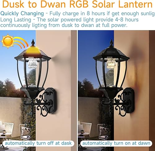 Miniatura 3 de Farol solar de pared para exteriores, luz solar inalámbrica de montaje en pared del atardecer al amanecer, 21 pulgadas, grande, lámpara LED de pared