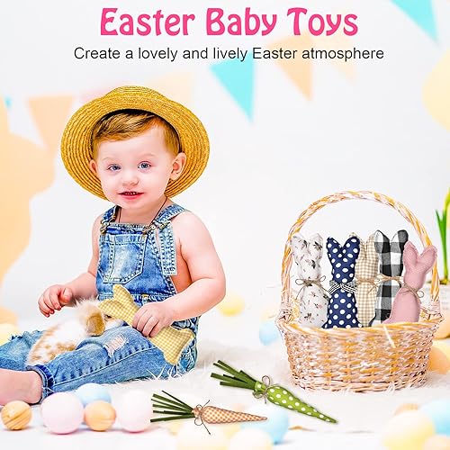 Miniatura 5 de 12 piezas de tela de peluche, conejitos de Pascua, decoración rústica de granja, decoración de conejo de zanahoria, decoración de conejo, decoración