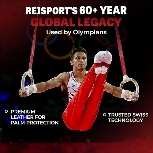 Miniatura 4 de Reisport Men's Ring Gymnastics Grips - Durable Leather Hand Grips for Gymnastics Rings Men & Boys - Gymnastics Equipment & Accessories for Advanced
