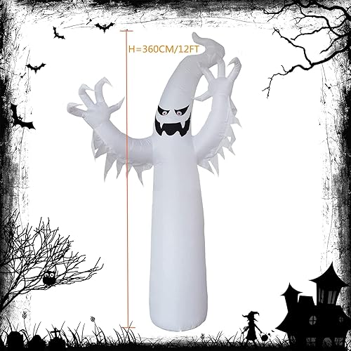 Miniatura 10 de Altavoz Bluetooth de 5.4 x 5.4 pies gigante 3D novedoso esqueleto inflable de Halloween con luces LED integradas y altavoz Bluetooth, reproducción