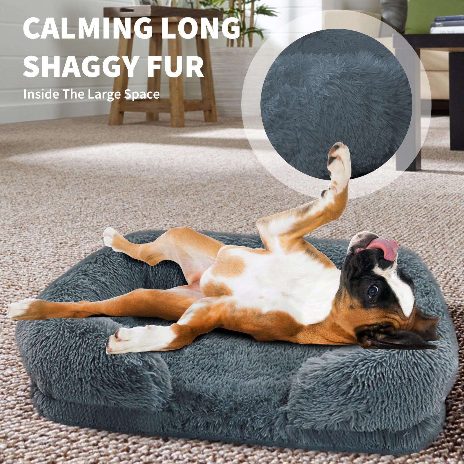 PETCUTE Materassino Cane, Cuccia Invernale Morbida per Cani con Rivestimento in Peluche, Fondo Antiscivolo e Copertura Estraibile - Letto Caldo Lavabile per Animali Domestici XXL-Grigio Scuro