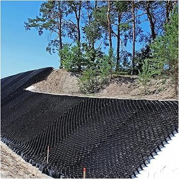 Gravel Ground Grid, for Grass/Sand/Gravel/Stones/Concrete/Mud/Soil, 2in/4in Thick Flexible Folding Honeycomb Geo Grids10cm/4" High