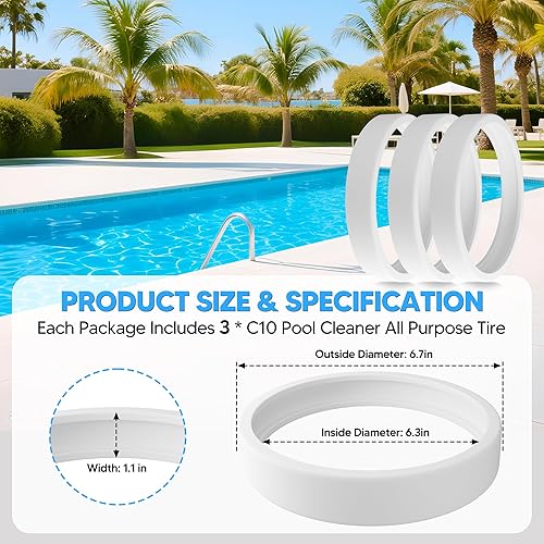 Miniatura 3 de Funmit Limpiador de piscinas - Pieza de repuesto para neumáticos multiusos, compatible con Polaris 280 360 180 380 C10 C-10, paquete de 3