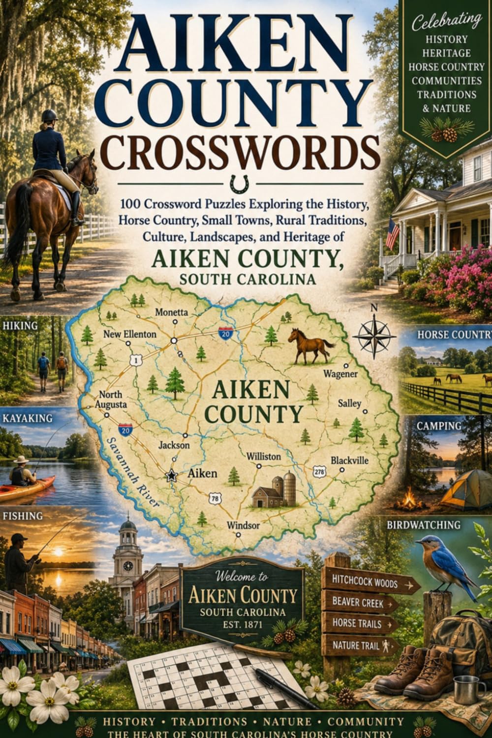 Aiken County Crosswords: 100 Crossword Puzzles Exploring the History, Horse Country, Small Towns, Rural Traditions, Culture, Landscapes, and Heritage of Aiken County, South Carolina