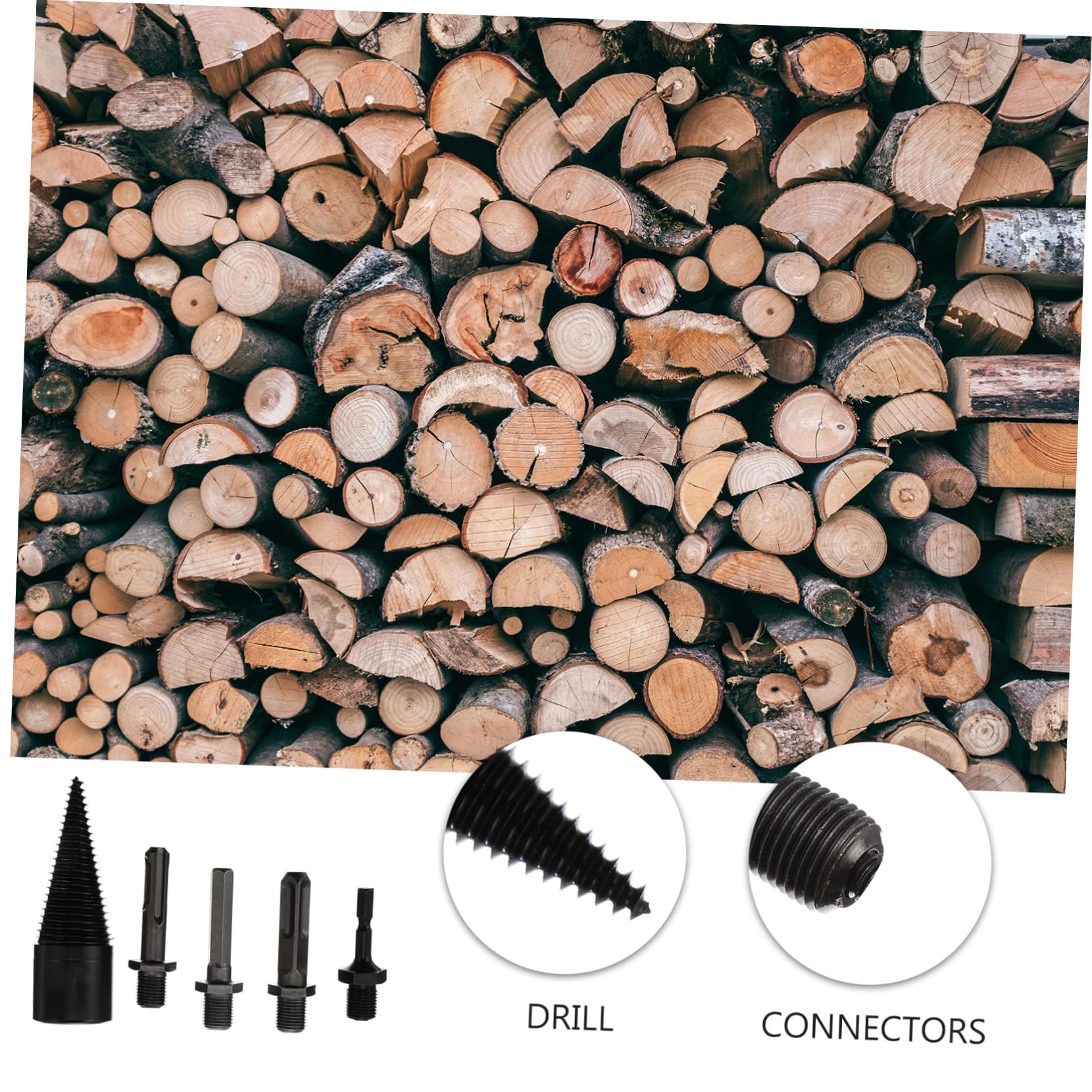 Punta Spaccalegna a Cono Wood Splitter in Acciaio, 5 Pezzi, Alta Durezza, per Legna da Ardere e Legni Grandi, Famiglia e Fattoria | Trattamento di Indurimento, Design Scanalato Antiscivolo, Uso Famiglia e Fattoria