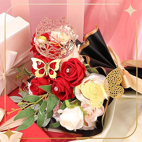 Miniatura 4 de Ctosree 276 piezas de ramilletes de boda para corona de flores, papel de regalo a granel y decoración de pared de mariposa 3D para florería,