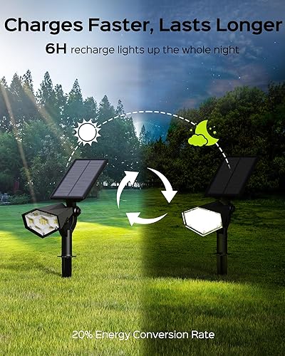 Miniatura 4 de JACKYLED Focos solares para exteriores, luz solar de paisaje con 26 LED brillantes, panel y luz ajustable, 4 modos de 3000 K6000 K, luz solar