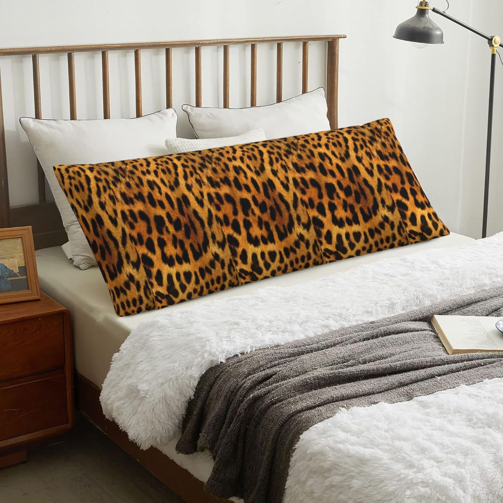 Animal Leopard Skin, Body Pillow Cover with Zipper,Long Body Pillowcase 20 x 60 in