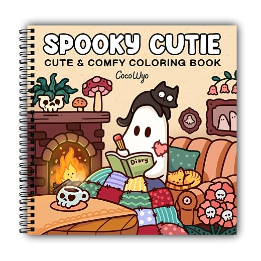 Spooky Cutie: Coloring Book for Adults and Teens Featuring Adorable Creepy Creatures in Cozy Hygge Moments for Relaxation (Cozy Spaces Coloring)
