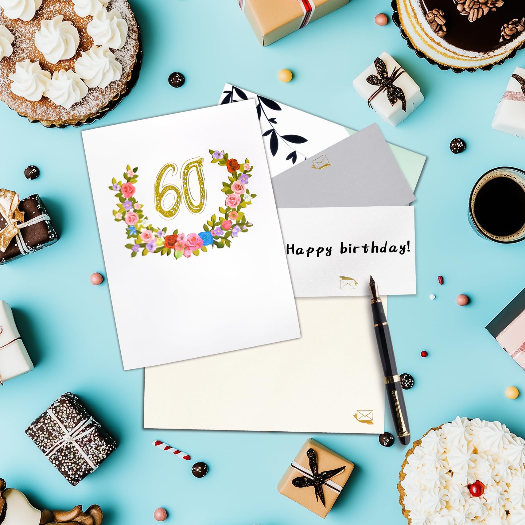 OFFCUP 60 Anni Biglietto Auguri Compleanno Tirabile 3D Biglietti Auguri Regalo Divertente Pop Up Biglietti di Compleanno con Busta e Carta Biglietto di Auguri per Famiglia Amica Festa