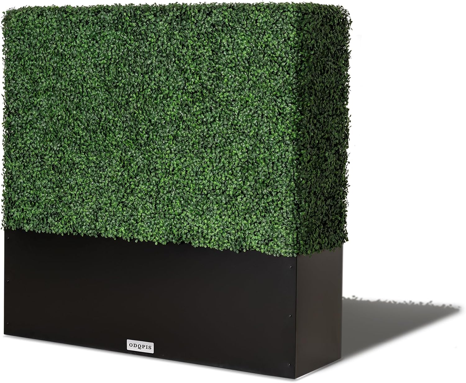 Artificial Boxwood Hedge Wall,Greenery Fake Faux Grass Backdrop Divider with Black Steel Planter Box,Outdoor Privacy Panels for Patio,Balcony,Restaurant,Garden,Party Décor 48" WX48 HX14 D